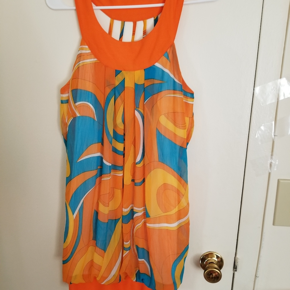 Bright Orange Sheer Top